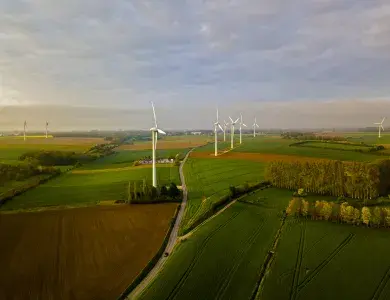 Parc éolien de Nibas exploité par Boralex dans les Hauts-de-France