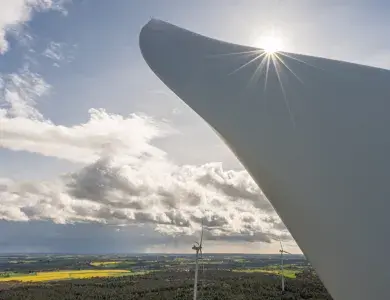 Pale d'éolienne, vue drone
