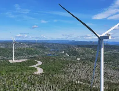 Vue aérienne du parc éolien Apuiat