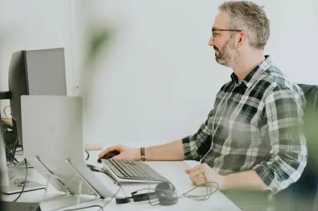 Employee working in Edinburgh office